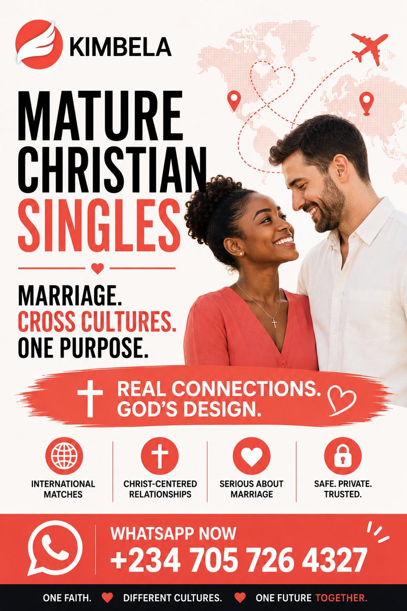 Kimbelaconnect's tweet photo. Kimbela connects mature Christian singles from around the world who are serious about marriage. 

WhatsApp: +234 705 726 4327 
Telegram: https://t.co/Apc99chVPZ

 #ChristianSingles #MatureSingles #ChristianDating #ChristianMarriage #CrossCulturalMarriage #InternationalSingles https://t.co/mi8N03svD6