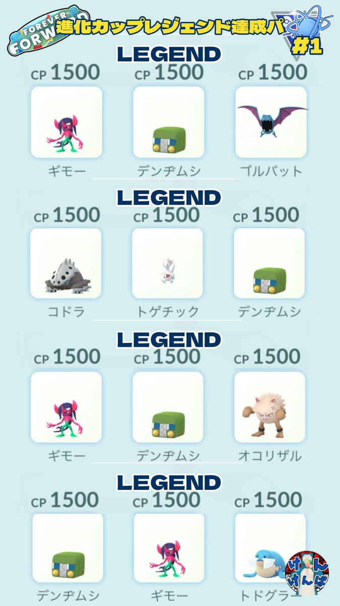 Kenkenpa5678's tweet photo. 進化カップも折り返し…

進化カップ中に爆勝ちレジェンド達成された方達のパテまとめ👍

ギモーのエサになるからか…
環境トップと思われたサマヨールがかなり少ないですね

参考にどうぞ🙇‍♂️

自分はまた海外出るので通信状態が…😫
日本滞在中にエキスパ行きたかった…

#Pokemongo
#Evolutioncup https://t.co/4fmQWMQHm4