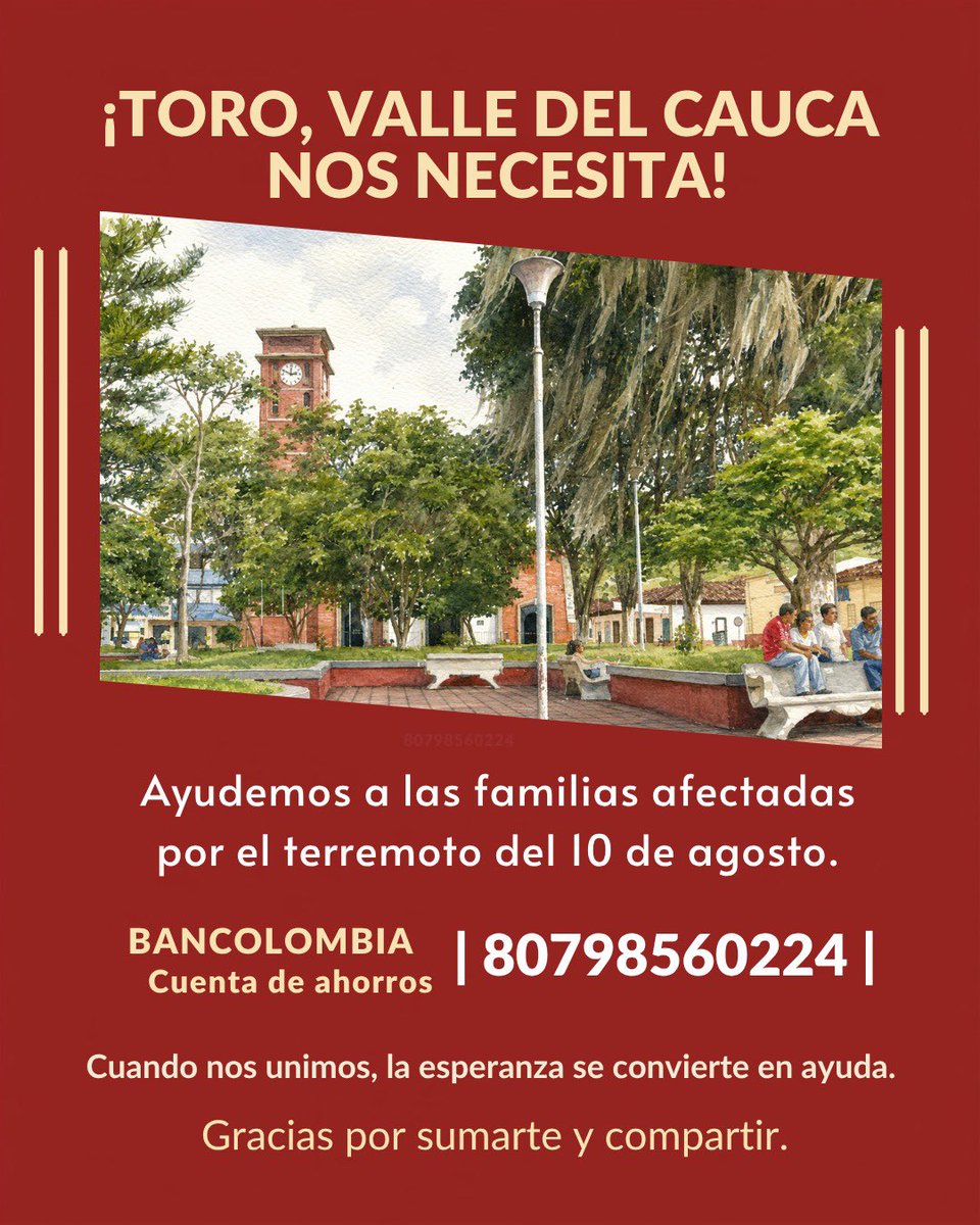 GuiseSG210's tweet photo. Para quienes se quieran sumar, una familia en Cali, cuyo pueblo natal es el Toro se encuentran gestionando ayudas para llevar directamente allá. Por favor compartir y gracias a quienes se unan en solidaridad 🙏🏾 https://t.co/5MbCusoDoD