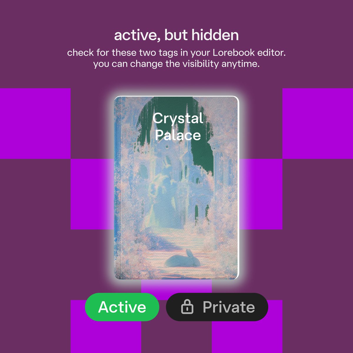 Private Lorebooks are here📖

some lore is need-to-know only.
set your Lorebook to private and it's off your profile, out of search, and ready for your private 