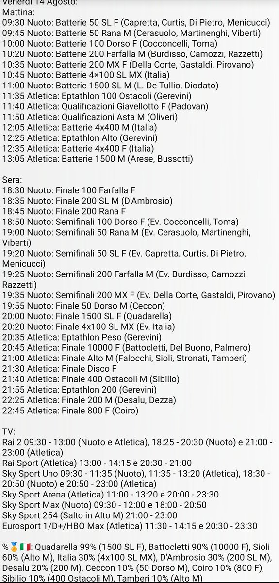 Nicola89144151's tweet photo. Europei di Atletica a Birmingham ed Europei di Nuoto in Vasca Lunga a Parigi: orari, TV, italiani in gara e chance di medaglia di domani https://t.co/S0pr9f7XEH