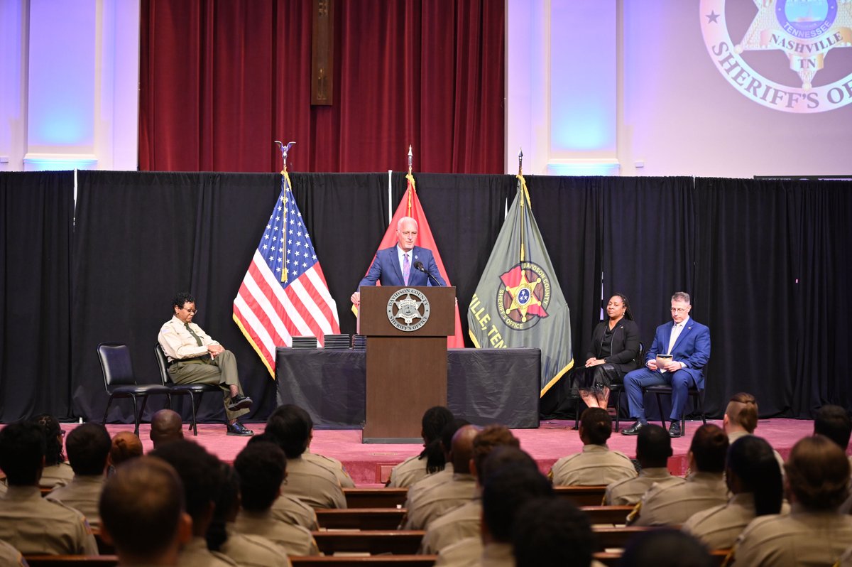 DaronHall7's tweet photo. A proud moment for the @NashSheriff Training Academy! 🎓
Congratulations to the 48 cadets of Class 307-26 who graduated and were officially sworn in as our newest officers. Surrounded by family, friends, and members of the Nashville Sheriff’s Office, they a significant milestone and officially began their journey in law enforcement.

#DCSO #LawEnforcement #Graduation #Class30726 #Nashville #DavidsonCounty