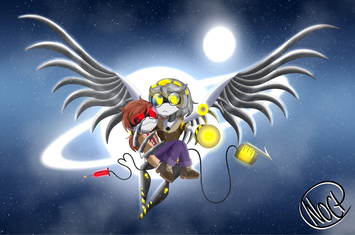 Zeraphoxx's tweet photo. Art of V and my Yumesona, I REALLY love how hard I worked on this and it easily became one of my favorite drawings :) 

#murderdrones #murderdronesoc #yumeship #murderdronesv #serialdesignationv #digitalartㅤㅤㅤㅤ https://t.co/ySDA388qFE