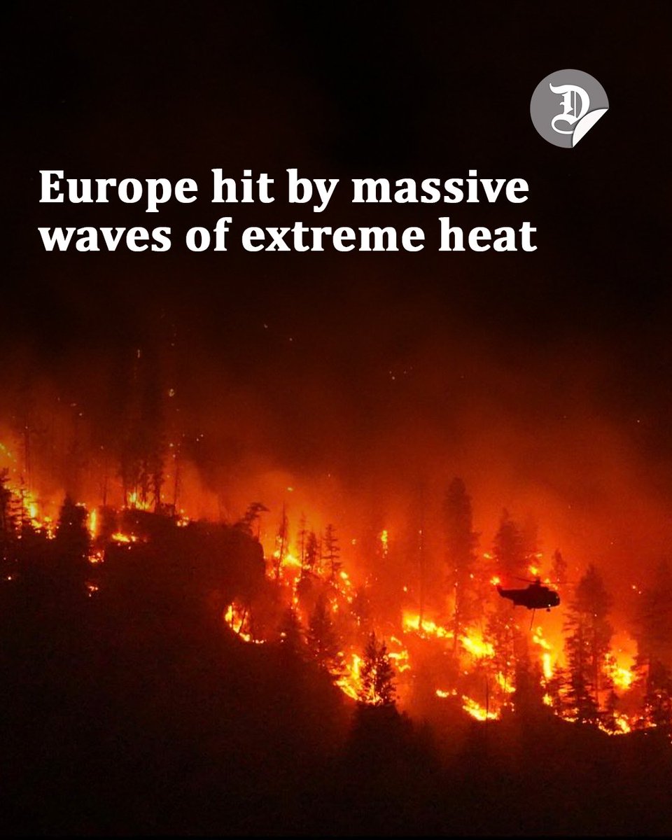 DailyTimesNow's tweet photo. Millions of people across Europe, including in France, Italy, Spain and the UK are sweltering through another wave of extreme temperatures as the continent’s latest heatwave intensifies.

🔗: https://t.co/seQ8imnX0N https://t.co/A3SGXGdDH2