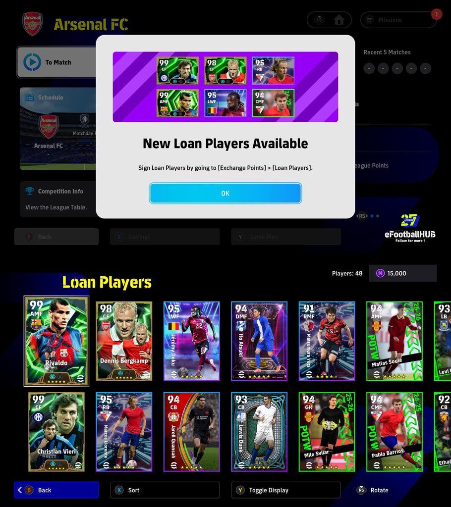 vArDojn's tweet photo. [#MyLeague] ⭐ Epic Loan Players

🇧🇷 Rivaldo — Double Booster
🇮🇹 Christian Vieri — Double Booster
🇳🇱 Dennis Bergkamp — Double Booster

All three Epics are joining the Loan Player List this month! 🔥

#eFootball #イーフト #eFootball2027 #eFHUB https://t.co/N0hX7LGZe4