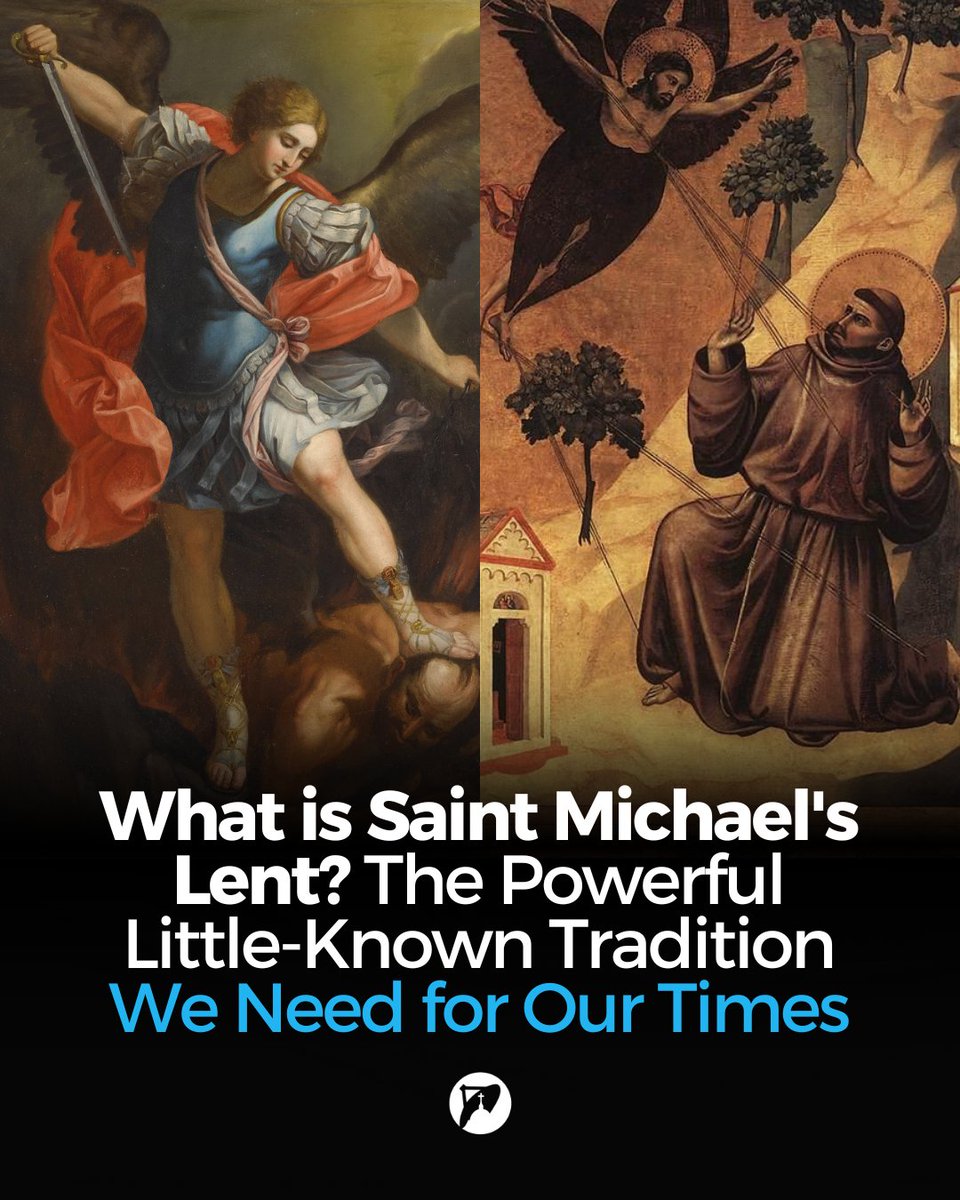 Church_POP's tweet photo. Have you ever heard of Saint Michael’s Lent?

Saint Michael’s Lent dates back to the 13th century when Saint Francis of Assisi received the stigmata on the feast of the Exaltation of the Holy Cross (September 14).

The tradition, described in The Little Flowers of Saint Francis by Saint Bonaventure, honors Our Lady and Saint Michael.

Much like a "mini-Lent," the devotion lasts for 40 days (excluding Sundays). This period of prayer, fasting, and penance begins on the Solemnity of the Assumption of the Blessed Virgin Mary (August 15) and ends on the feast of Saint Michael (September 29).

Saint Francis had a great devotion to Saint Michael and practiced this 40-day period himself:

https://t.co/pc5q7AzlVC