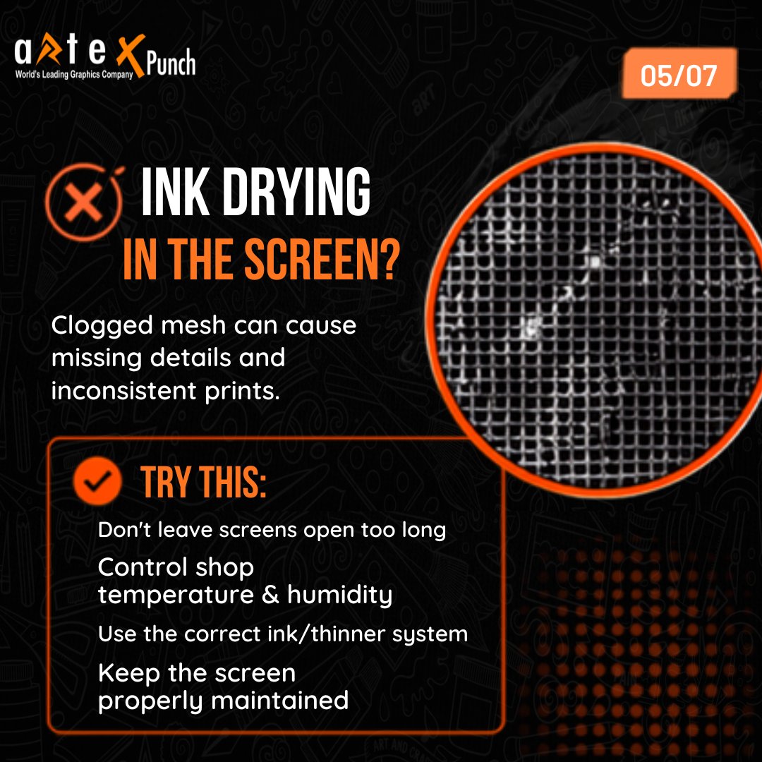ArtexPunch's tweet photo. A great print isn’t just about the press. 👀

Ink, mesh, squeegee pressure, registration, exposure, and curing all play a role in the final result.

Sometimes, one small adjustment can completely change the print. 🔥

Save this for your next production run! 📌

#ScreenPrinting https://t.co/oPUhmkpQFL