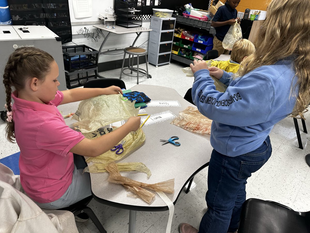 hive14bmsa's tweet photo. A fun, quick challenge in second grade today! Students collaborated to make a working jump rope using just two plastic bags and twelve inches of tape. #ourbmsa https://t.co/RmFRUcOK8g