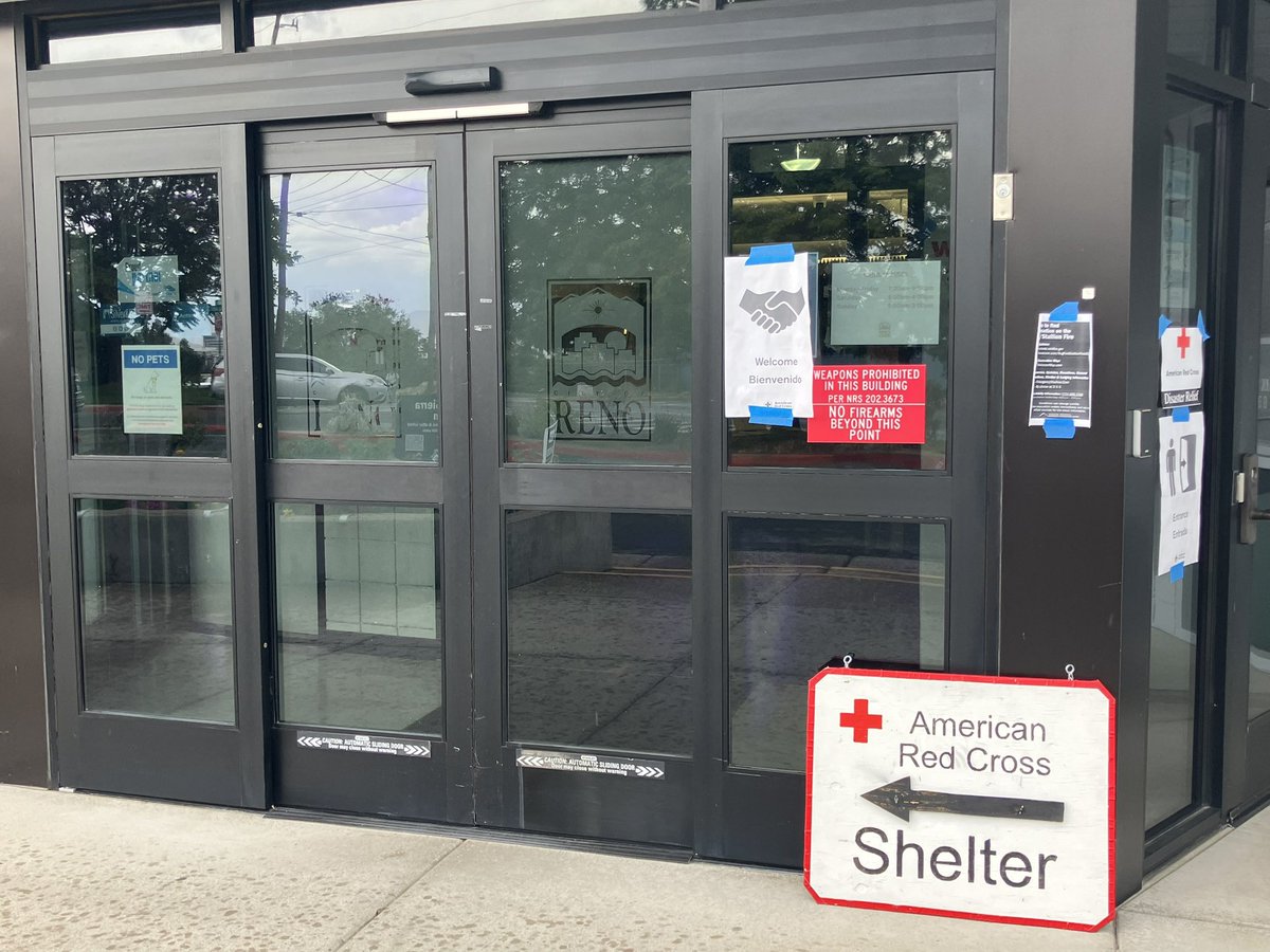 washoecounty's tweet photo. Washoe County Human Services Agency, Allied Security, & American Red Cross of Nevada are ready. Beds, pillows, blankets, board games and refreshments are available. The Evelyn Mount Community Center (1301 Valley Road, Reno) is welcoming evacuees of the #BugFire and #StallionFire. https://t.co/LOj1qazWOu
