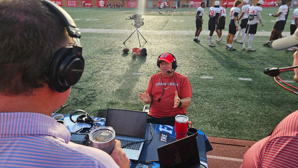 UtahTech_Sports's tweet photo. Thanks to @TheFanSN and the crew from The Drive with @devdixon for doing their show live from Greater Zion Stadium on Thursday morning!
If you missed the show, or want to hear it again - visit this link https://t.co/K1FnJXWUhz
#UtahTechIsHere | #BigSkyFB | #BigSkyVB | #BigSkyWSOC | #MWMSOC
