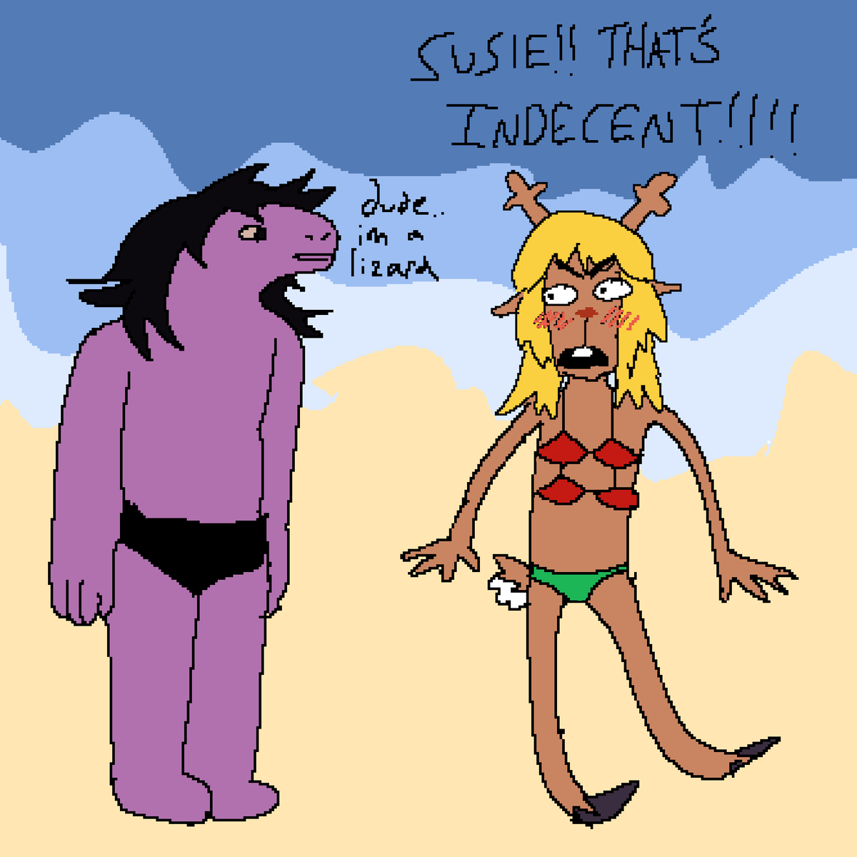 dragonkibble's tweet photo. whenever i see people saying susie wouldn't have breasts because shes a reptile all i can think of is the implication that noelle has four tits

#deltarune #suselle ?? https://t.co/vZg0jzurNB