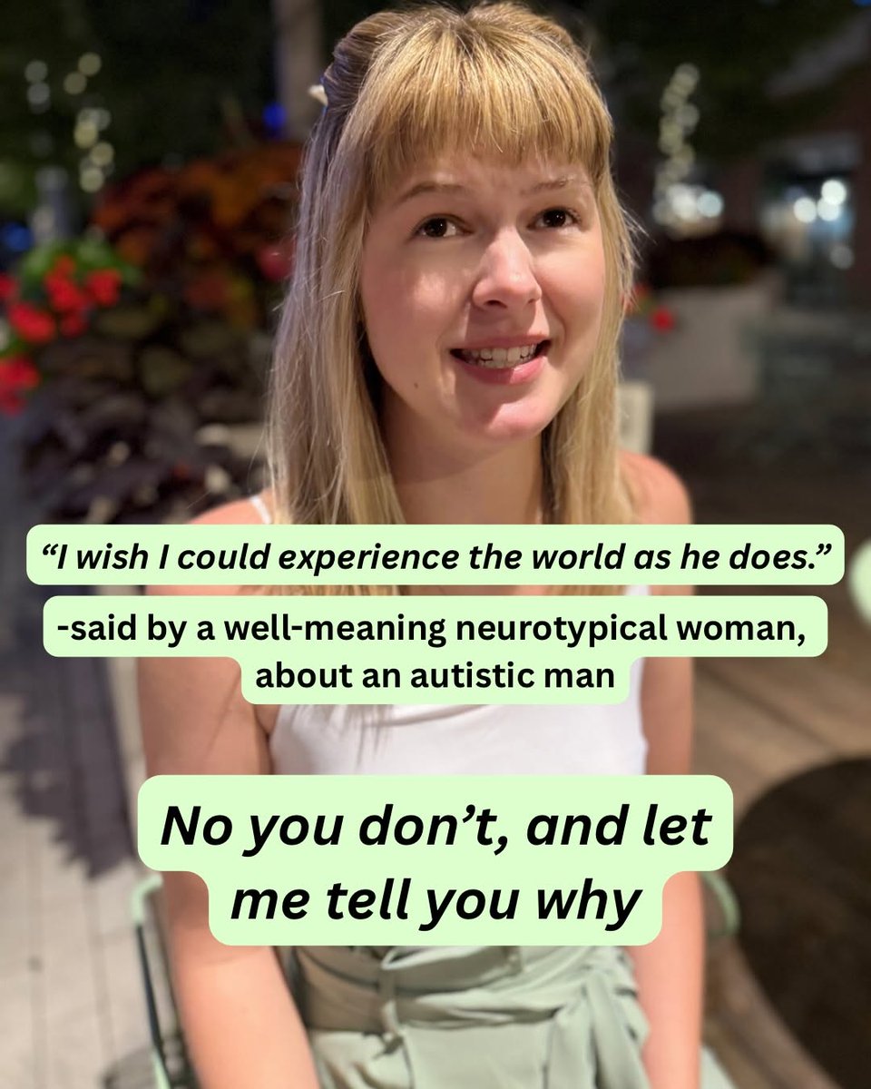 kaelynnvp's tweet photo. ⚠️ This is a think piece, and I come to you...in peace ✌🏻💚

You’re NOT wrong or bad if you’ve ever wished to see the autistic experience first-hand.

My point is: Understand that the experience isn’t soft or gentle.

For autistic adults with high sup... https://t.co/XvgL9xQ46i