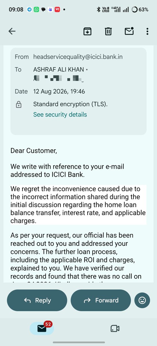 Ashraf9313's tweet photo. @ICICIBank_Care ICICI Bank admits they gave me wrong information during my loan discussion — bravo for the honesty! 👏 Now, how about correcting the mistake instead of just narrating it? Transparency is cute, but action would be even cuter. #ICICIBank #CustomerRights https://t.co/eDceq0vhbs