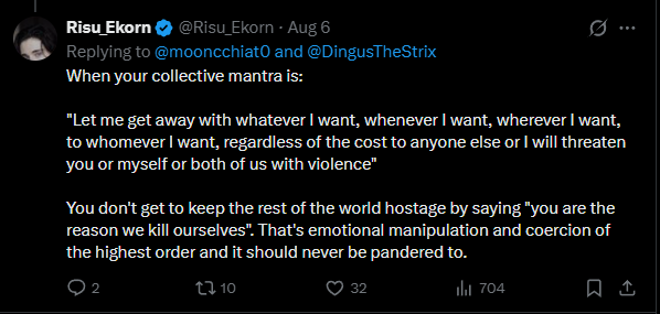 Risu_Ekorn's tweet photo. @VitoComedy When troons don't get their way it's genocide to them. 

Like if you don't let them have unfettered access to women's locker rooms so they can show their boners to women and children completely uncontested, you're "depriving them of their basic rights" and "killing" them. https://t.co/WrEjoJf2T3