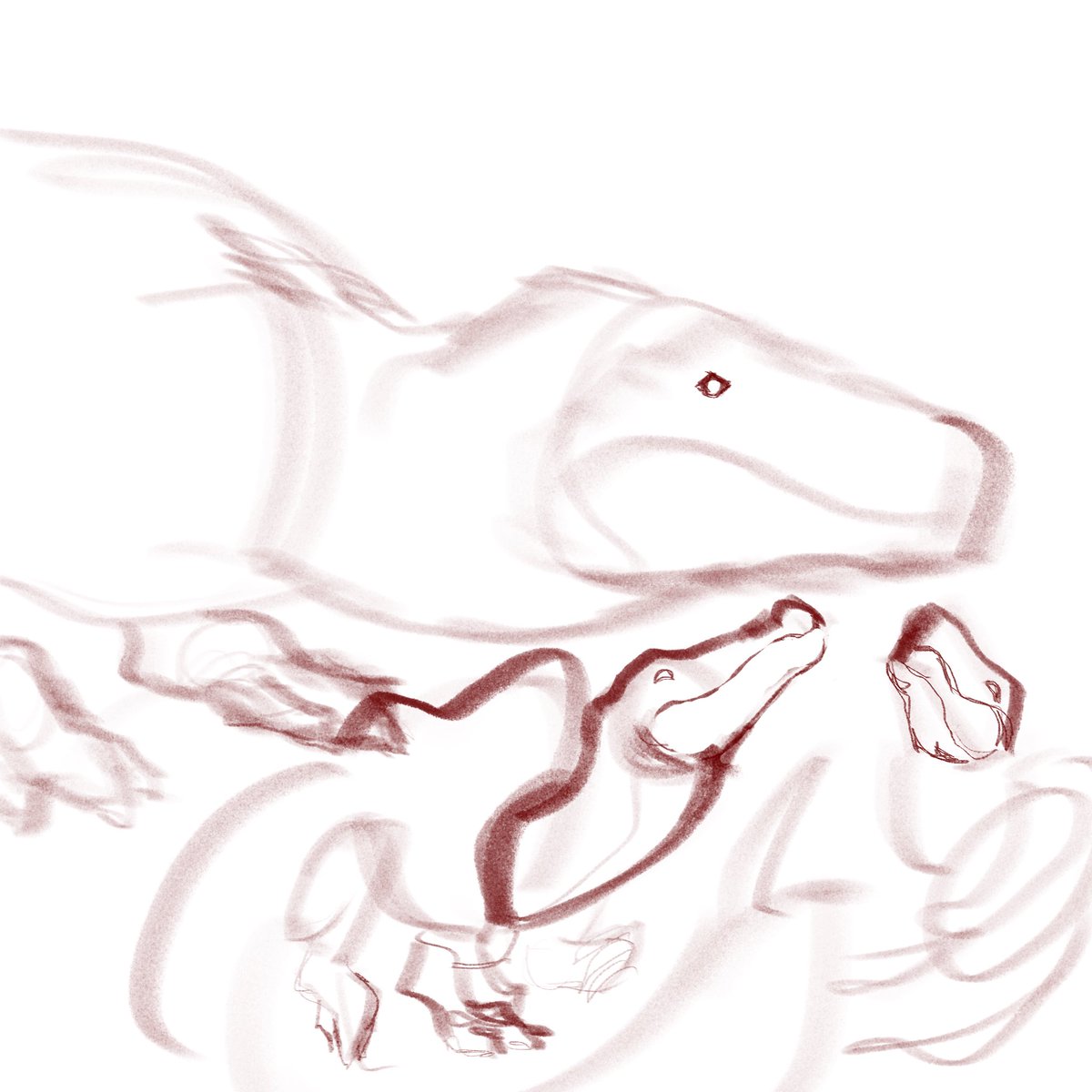 silentaces740's tweet photo. Goofy very rough sketch of two nice Gigas I grew my Spino with, on Path of Titans :] https://t.co/3amlI5FhvA