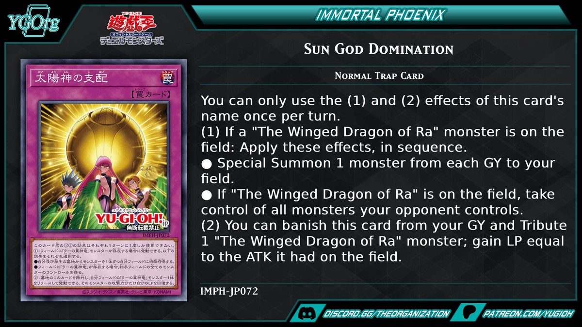ygorganization's tweet photo. ◆ Immortal Phoenix ◆
#yugioh #遊戯王 https://t.co/BAiesYz6WS