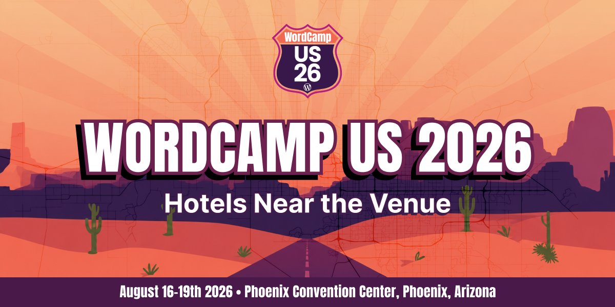 wpSmartPost's tweet photo. Planning a trip to @WordCampUS 2026?
Finding a hotel near the Phoenix Convention Center can make the experience smoother and more enjoyable.

Here are 10 great hotels within walking distance ⬇️
🔗 https://t.co/DRQmJvtw3b

#WCUS #WordCamp #Phoenix
#Arizona #AZ #WordCampUS https://t.co/vyCzTgTUsp