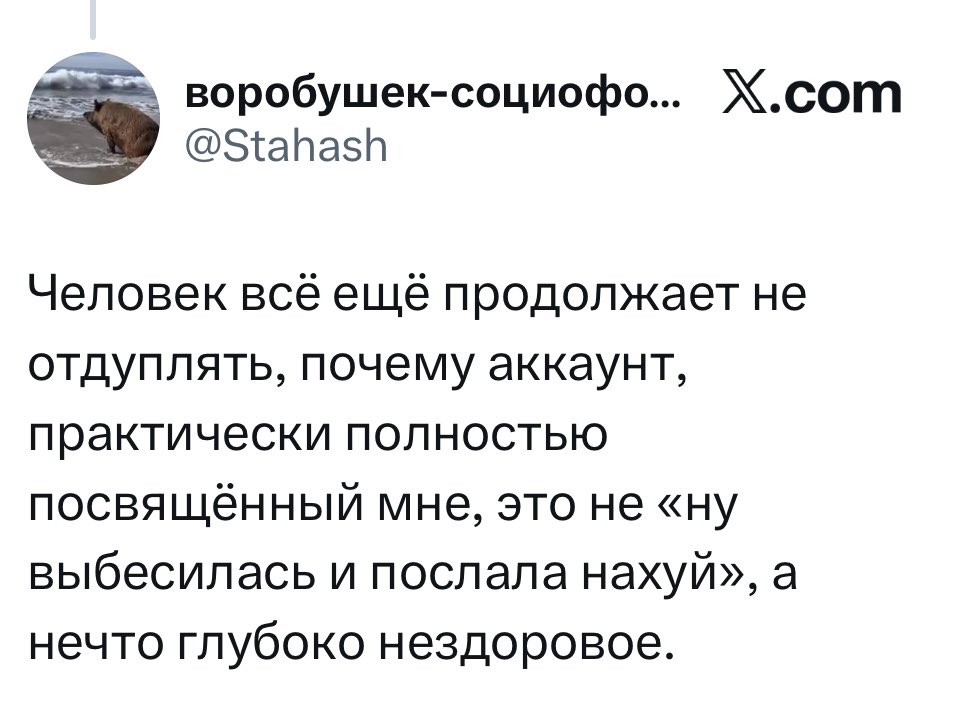 khorpushtak's tweet photo. Глубоко нездоровое - это твое самомнение, дура. Никто не посвящает тебе ��ккаунты, попустись и осознай, что не все развивают такую бешеную тараканью активность в твиттере как ты. Для кого-то это не очень интересная соцсеть,где полтора знакомых лица, среди которых твоя мерзкая рожа https://t.co/7wQzSVdE5u