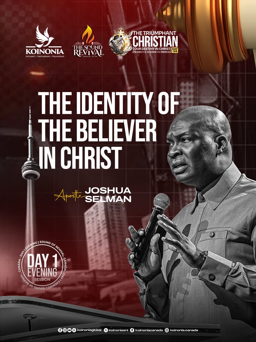 koinoniaeni's tweet photo. #ApostleJoshuaSelman
#TheTriumphantChristianPart1
#OurDestinyInChrist
#TheSoundOfRevival2026
#SoundOfRevivalCanada
#KoinoniaGlobal https://t.co/xMmQiHqp8e