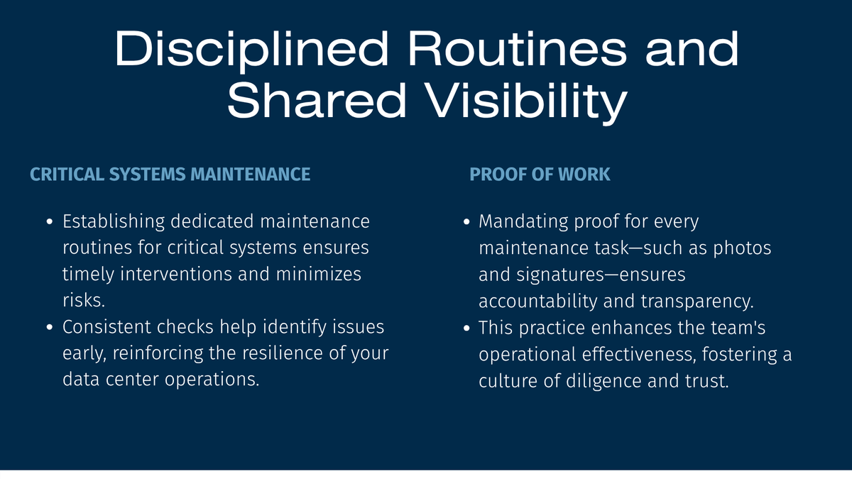 ReflexionSuite's tweet photo. Data centre maintenance should support uptime—not work against it. 
Identify critical assets, review failure history, maintain clear records, and escalate risks before they become service interruptions.
Because the best time to prevent downtime is before it starts.
#DataCentre https://t.co/uH5pT0RW9I