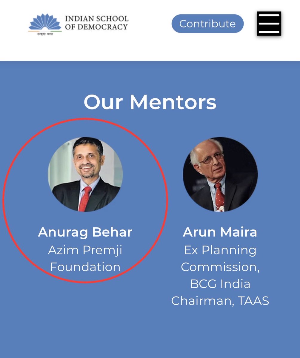 VijayGajeraO's tweet photo. Hello @PMOIndia @HMOIndia 

1. Look at how a training is being organized to weaponize Indian Gen Z.

Who is the mentor of this organization, the Indian School of Democracy?

The CEO of the Azim Premji Foundation, Anurag Behar, who funds the entire Marxist news outfit via IPSMF. https://t.co/GAothOQiF3