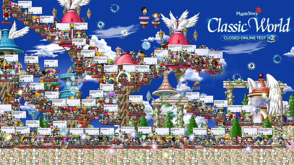 MapleStory's tweet photo. The Global MapleStory Classic World Closed Online Test #2 has officially ended!

We would like to thank everyone that participated and provided feedback. Your feedback is what will help us shape the future of the game!

If you participated but haven't filled out our survey, check your inbox! We'd love to hear your thoughts on the gameplay, balance, and overall experience.