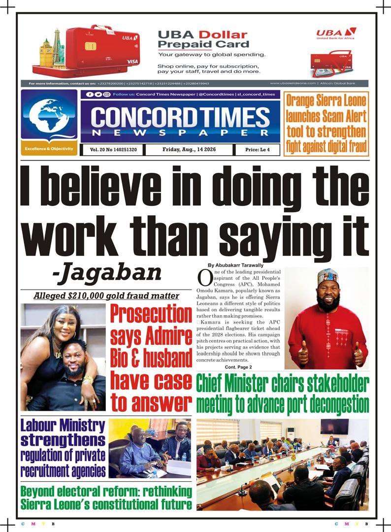 Concordtimes's tweet photo. August 14 - Headlines
#BreakingNews #Freetown #MamaSalone #SaloneTwitter https://t.co/6y93JZ69yj