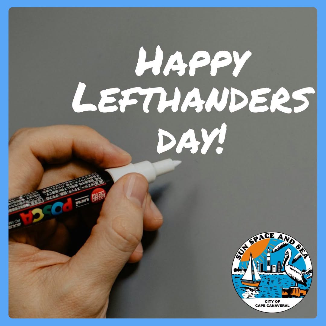 CapeCanaveralFL's tweet photo. Shoutout to the 10% of us navigating a right-handed world! 🤚✨

Did you know #LeftHandersDay started all the way back in 1976? Dean R. Campbell created it to celebrate our unique lefty traits and highlight the everyday struggles we face... from smudge marks to awkward scissors. https://t.co/lxL7I3MyMm