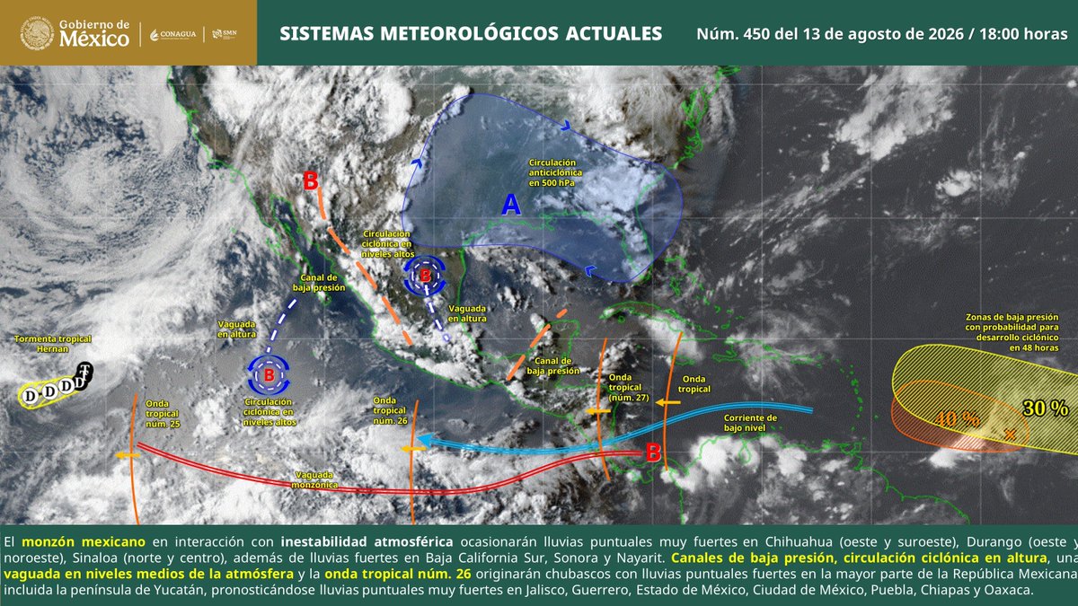 conagua_clima's tweet photo. ⛈️💨🌊🌞  Con el #Pronóstico general vespertino, infórmate de las condiciones del tiempo que se prevén para esta noche y las primeras horas del viernes  ⬇️
https://t.co/R8Yan9vLdN https://t.co/2dfpnIFx6Y