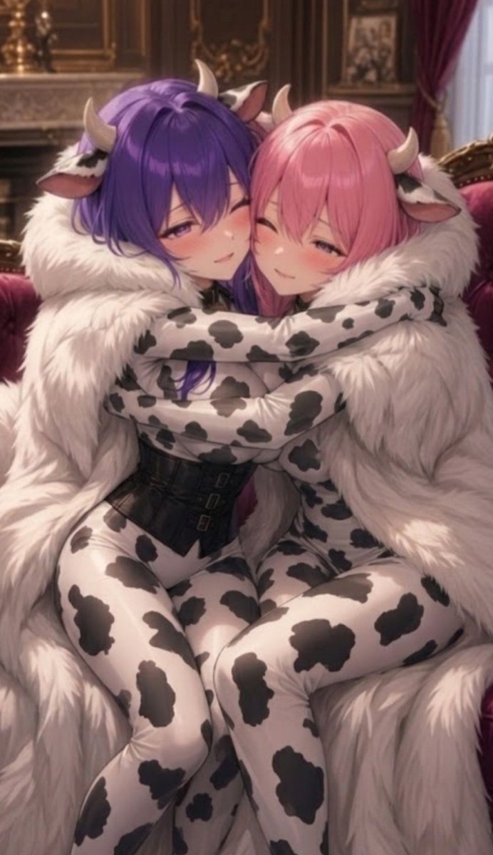 Kojak_1947's tweet photo. Hey everyone. I'm just spending time with my new lovely sister @FadedAcheron in this fluffy fur coat. We are so comfy. You should join us too. It's very nice here at the farm. Make sure to go follow my owner @NyxTheCow 💝💝💝 https://t.co/NY2aFzP4Af