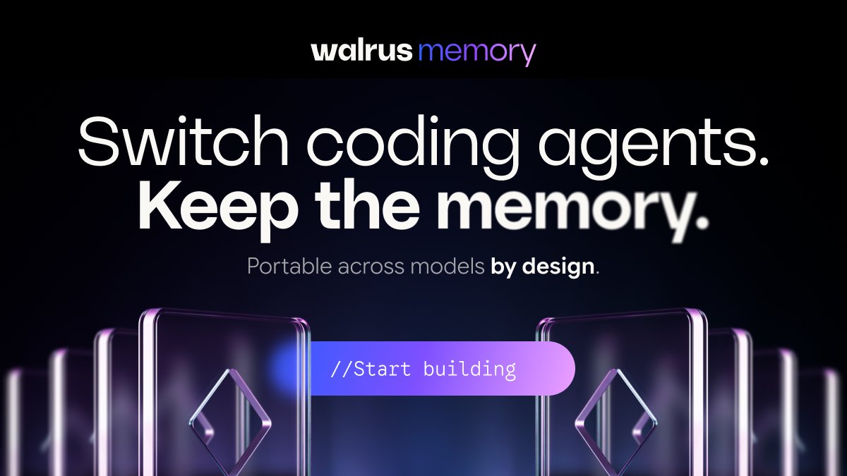 WalrusProtocol's tweet photo. Swap your agent from one LLM to another and the context it built doesn't come along. The new model starts from zero. Walrus Memory keeps that memory portable across models. Switch the LLM, keep everything it learned.