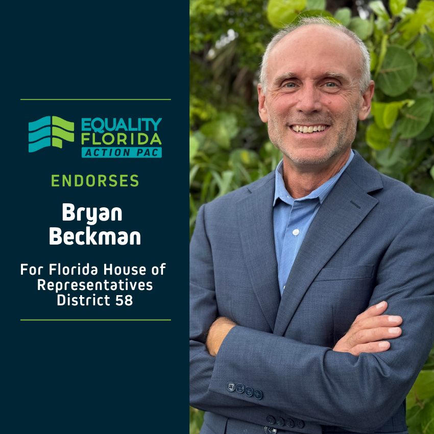 eqfl_actionPAC's tweet photo. EQFL Action PAC endorses Bryan Beckman for Florida House District 58!

Paid Political Advertisement paid for by Equality Florida Action PAC, 15257 Amberly Dr., Ste. 382, Tampa, FL 33647, independently of any candidate. This advertisement was not approved by any candidate. https://t.co/Hfe1f19z8H