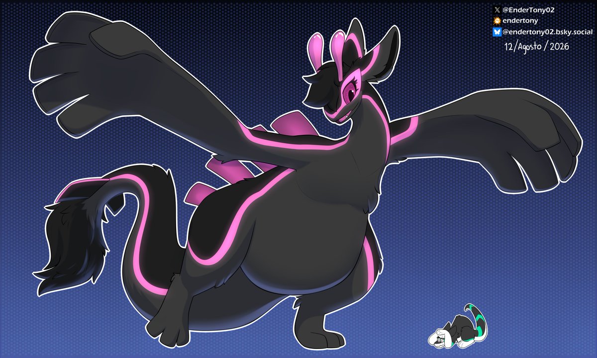 EnderTony02's tweet photo. A c0mmissi0n I did for brzyn_z56 ^^
His noodle Avira, took a new form!
This time a big and imposing Lugia!
And a little Rayo for scale (idk how I keep getting in these situtions... help!)
#furry #furryart #avira #Lugia #pokemon https://t.co/3uT3PGFpns