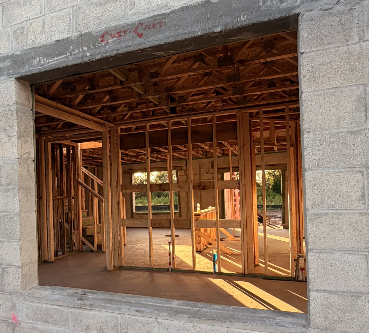 MikeFyvieSells's tweet photo. Construction Update #3 — First-floor framing is underway!
The first-floor block walls are complete, the lintel has been poured, and framing has begun. 🏡
Next up: second-floor block walls, inspection &amp; lintel pour.
Follow our Star Farms build 👇
https://t.co/x4LuPZhO2F https://t.co/deDyVxjzYp