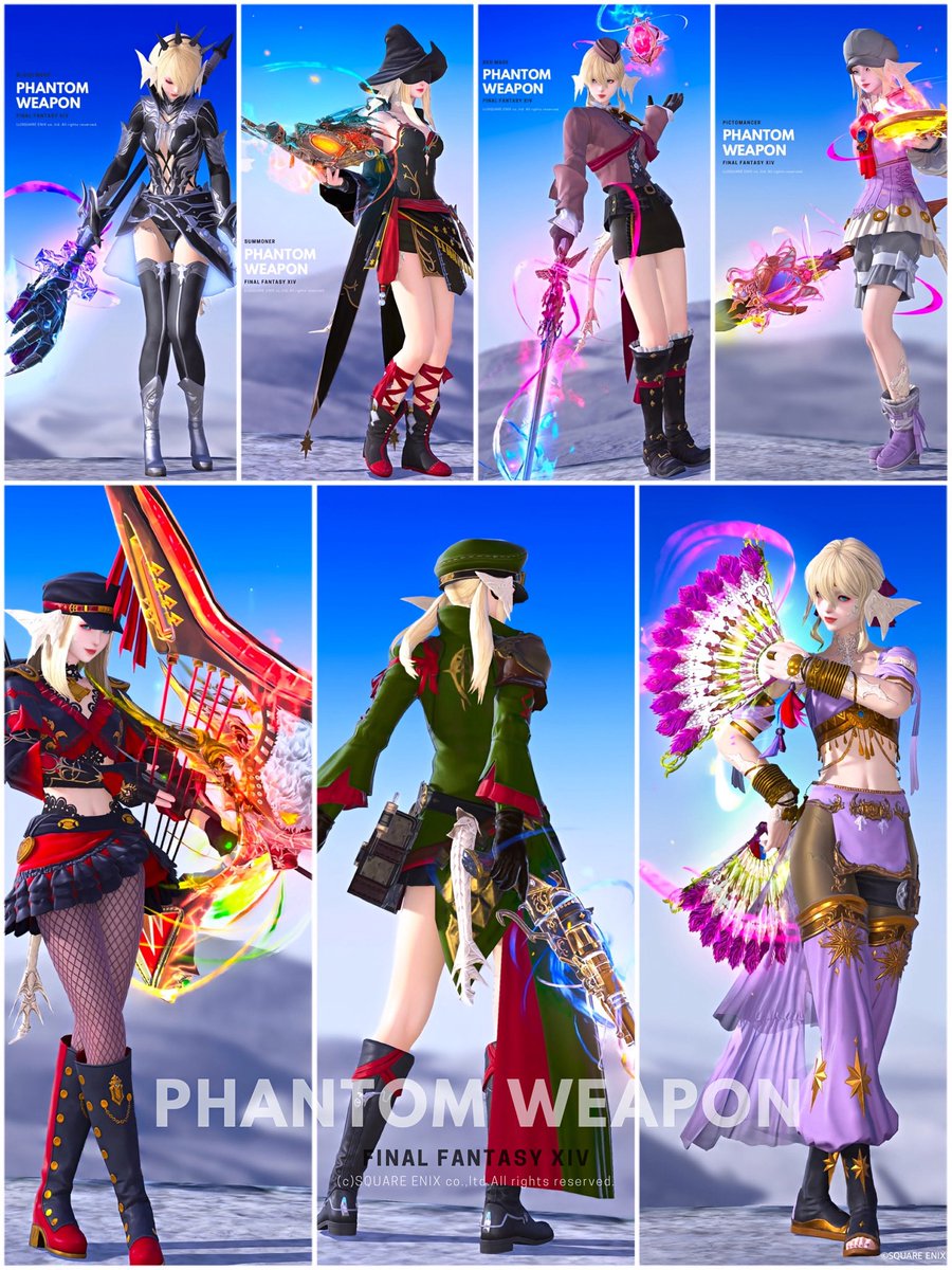 panta_ff14's tweet photo. All Jobs PW+4  #FF14 #ミラプリ
前々作からのPW×戦闘ミラプリシリーズ完🫶🏻
武器のエフェクトもこだわって撮影したので良かったらタップして見てやってください…！ https://t.co/x6RCbDfaVa