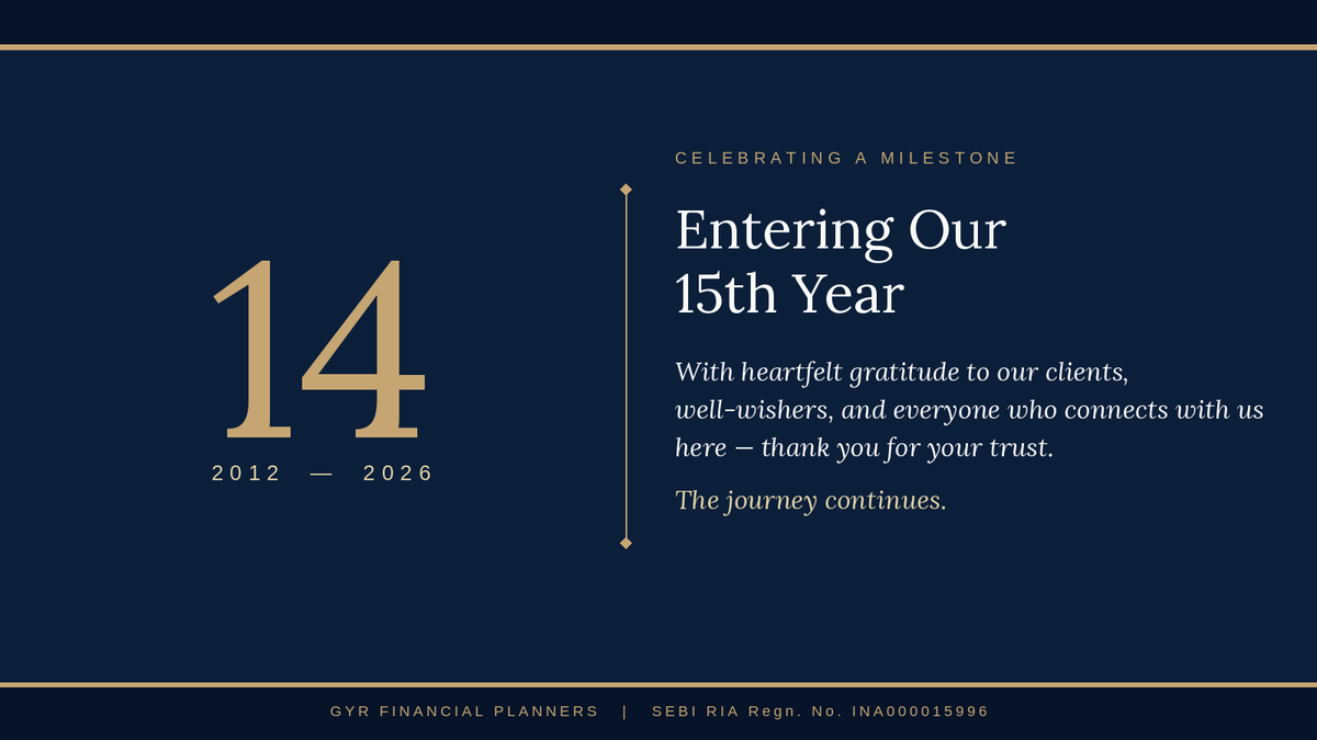 gyrfpin's tweet photo. 14 years ago, we began with a belief: families deserve financial advice built on trust &amp; their best interests — nothing else

As we enter 15th year, Thank you to our clients, well-wishers, and everyone who connects with us here🙏

GYR Financial Planners | SEBI RIA INA000015996 https://t.co/JdbKOWxqBl