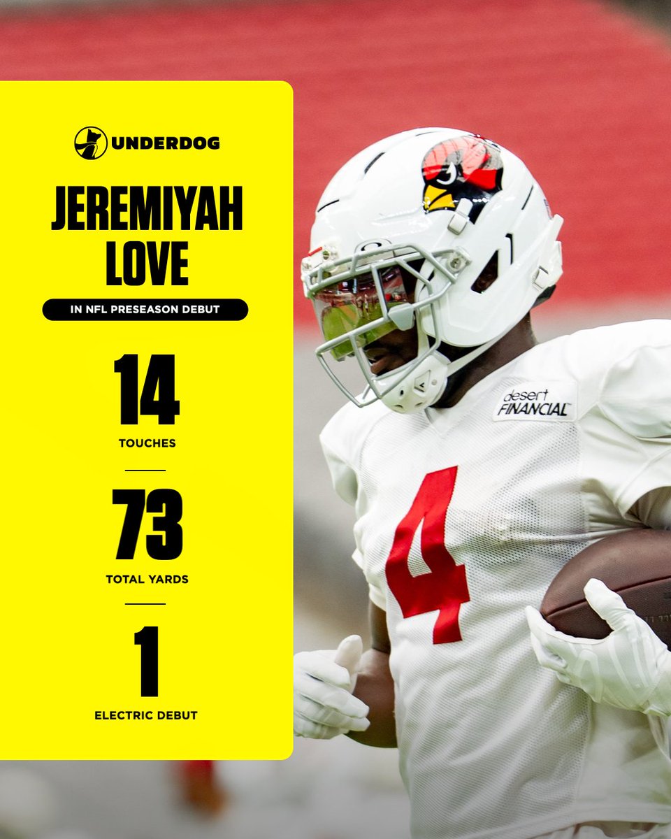 UnderdogNFL's tweet photo. Have a debut, Jeremiyah Love https://t.co/7XngoLbZbA