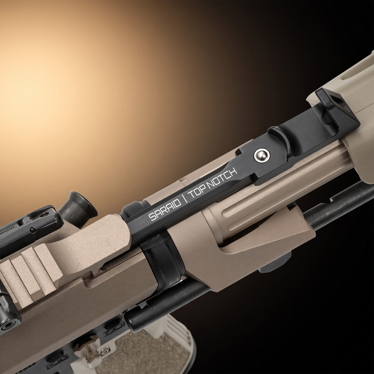HagaDefense's tweet photo. A second look the new "Top Notch" charging handle for the AR15.

Quick clarification first: The "Top Notch" is made by a company called "Saraid". While I helped them bring the idea to market, it's not a Haga Defense product. ( On Instagram @sorin.saraid )

A bunch of you asked to see what the Top Notch would look like on a setup with a red dot so I put together a new photoset for you. Swipe left to check it out.

And no, it doesn’t work as a rear iron sight. The handle doesn't stand tall enough to align with or interfere with iron sights or low mounted optics.

A lot of people are into this. Everyone else can keep calling it a solution looking for a problem.

What do you think?

#TopNotch #Saraid #AR15