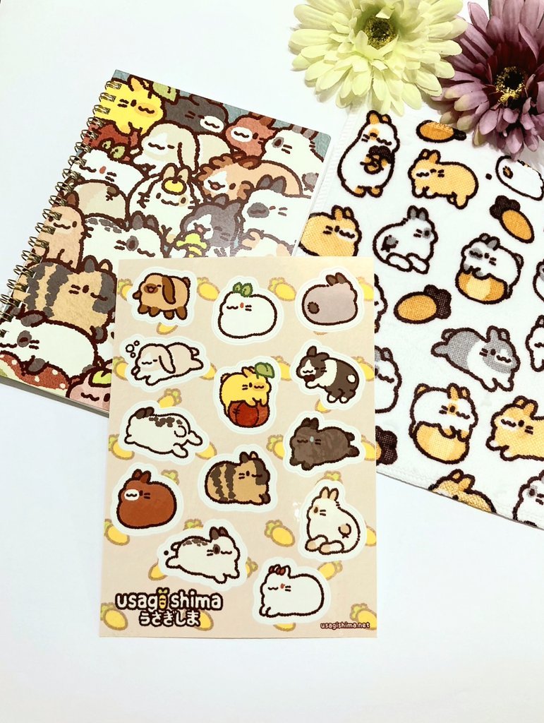 _pank0's tweet photo. Usagi Shima merch is available for online orders at @rabbica_store ! 🥹🐇💗

Now introducing a bigger notebook, new stickersheet, and more bunny bunch towels! 🥰🐰

International shipping is also available! 📦🌎

🛍️ https://t.co/kyGeVIdzT8 https://t.co/dmAnTNP85b