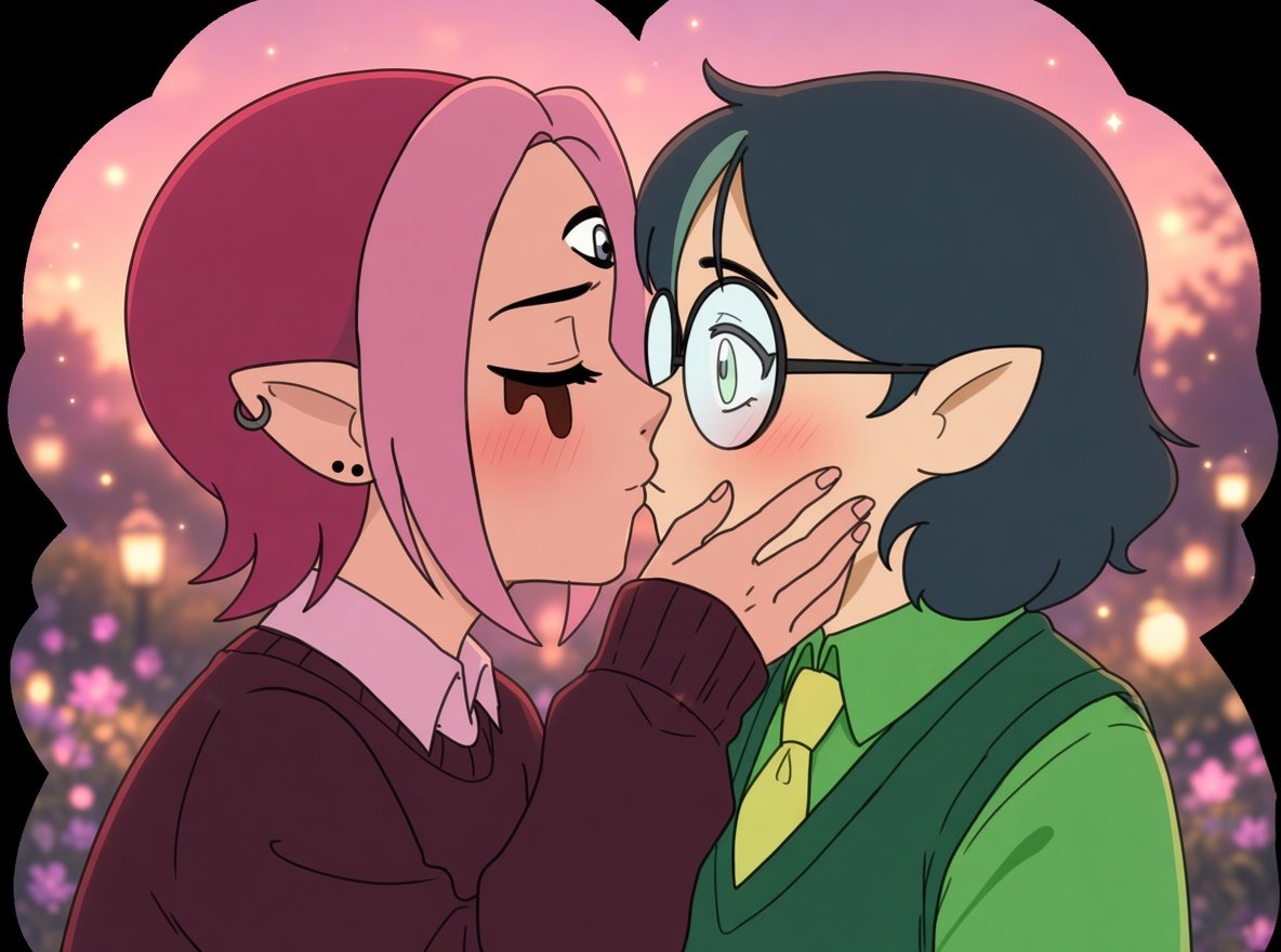 MikasaA23450555's tweet photo. Recordé que tenia fondos hechos con IA asi que los use con un dibujo que termine hoy, ni recuerdo para que necesitaba los fondos.

#boschlow #theowlhouse #willowpark #boscha #kiss #yuri #love https://t.co/4VmygsAz2z