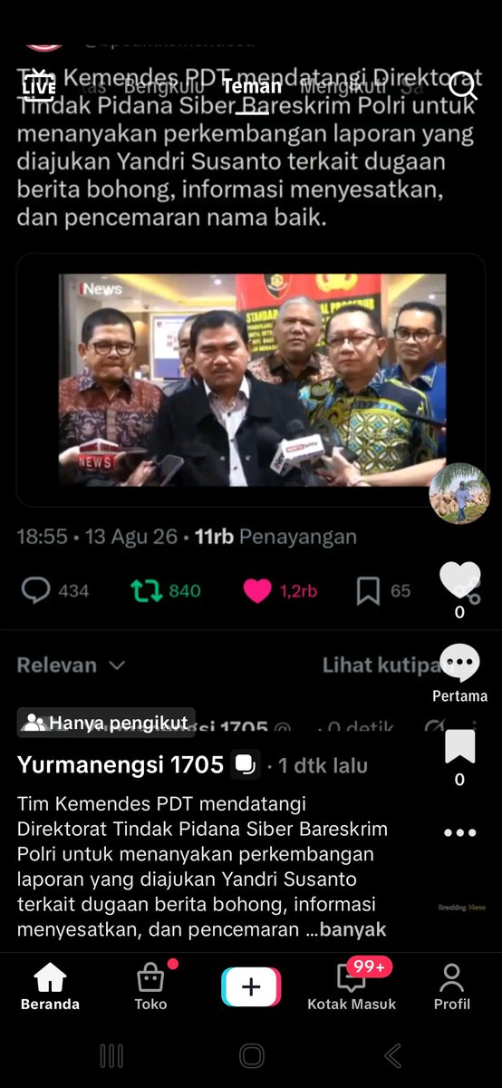 Makyurma's tweet photo. Tim Kemendes PDT mendatangi Direktorat Tindak Pidana Siber Bareskrim Polri untuk menanyakan perkembangan laporan yang diajukan Yandri Susanto 
#KemendesaPDT
#BangunDesaBangunIndonesia
#HUT81KemerdekaanRI
#DesaTangguhIndonesiaTumbuh
#DesaBerdampak https://t.co/m9LQKfkkh2