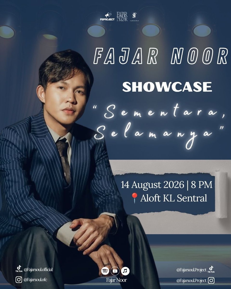 FS_Projectt's tweet photo. MALAYSIAAA ARE YOU READY?! 🔥  
Jangan sampai ketinggalan di Moment Special bersama Fajar Noor!✨ 
Jadilah saksi panggung yang bersejarah ini!!
Sampai Bertemu Fajarsoul Malaysia🙌🏻

📆 Jumat, 14 Agustus 2026
⏰ 20.00 - Selesai
📍 Aloft KL

#FajarNoorShowcaseAtMalaysia https://t.co/uniJ8mRxBu
