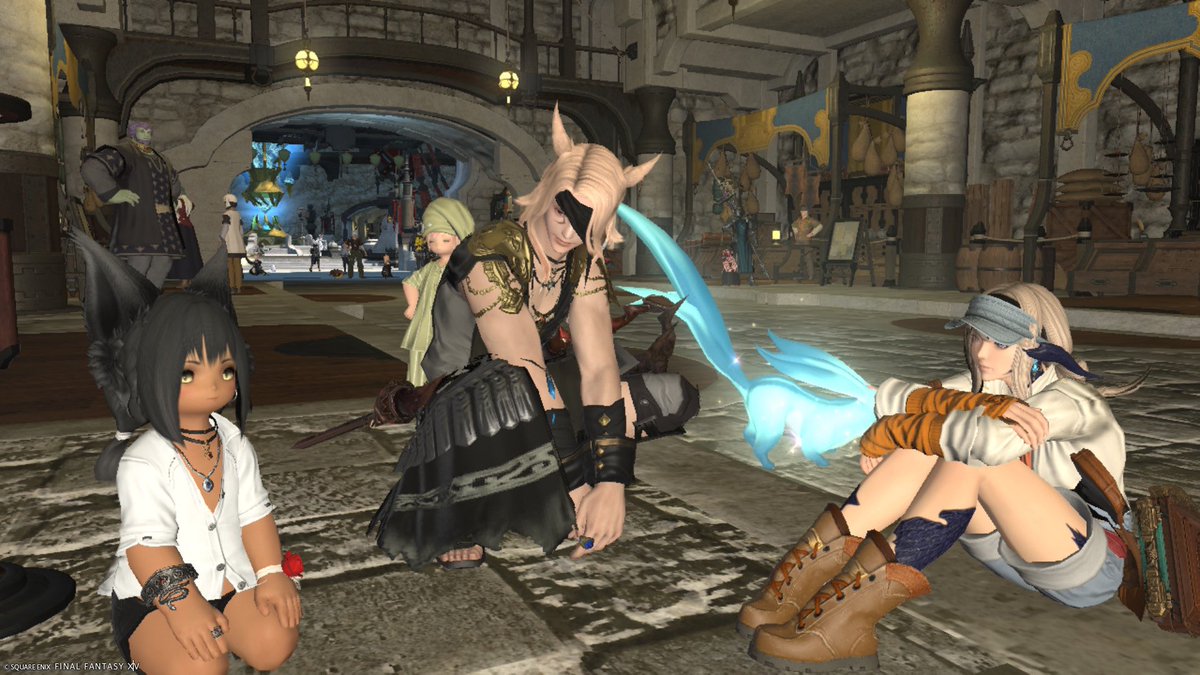 Lolopu_ff14's tweet photo. Switchの操作慣れてなさすぎてグルポ撮るのも難しいーwみんなのお陰でチャットを打つ速度は1上がった！

みんな元気そうでなにより！
復帰祝いありがとうございました！！ https://t.co/E7Ii40vaik