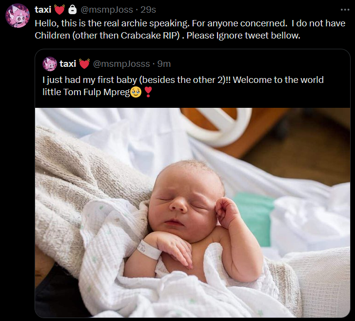 msmpJosss's tweet photo. Just had my first real baby and this nasty little gremlin troll still won't stop harassing me. I will surely be taking this out on Tom Fulp Mpreg https://t.co/TDBfKfpneI