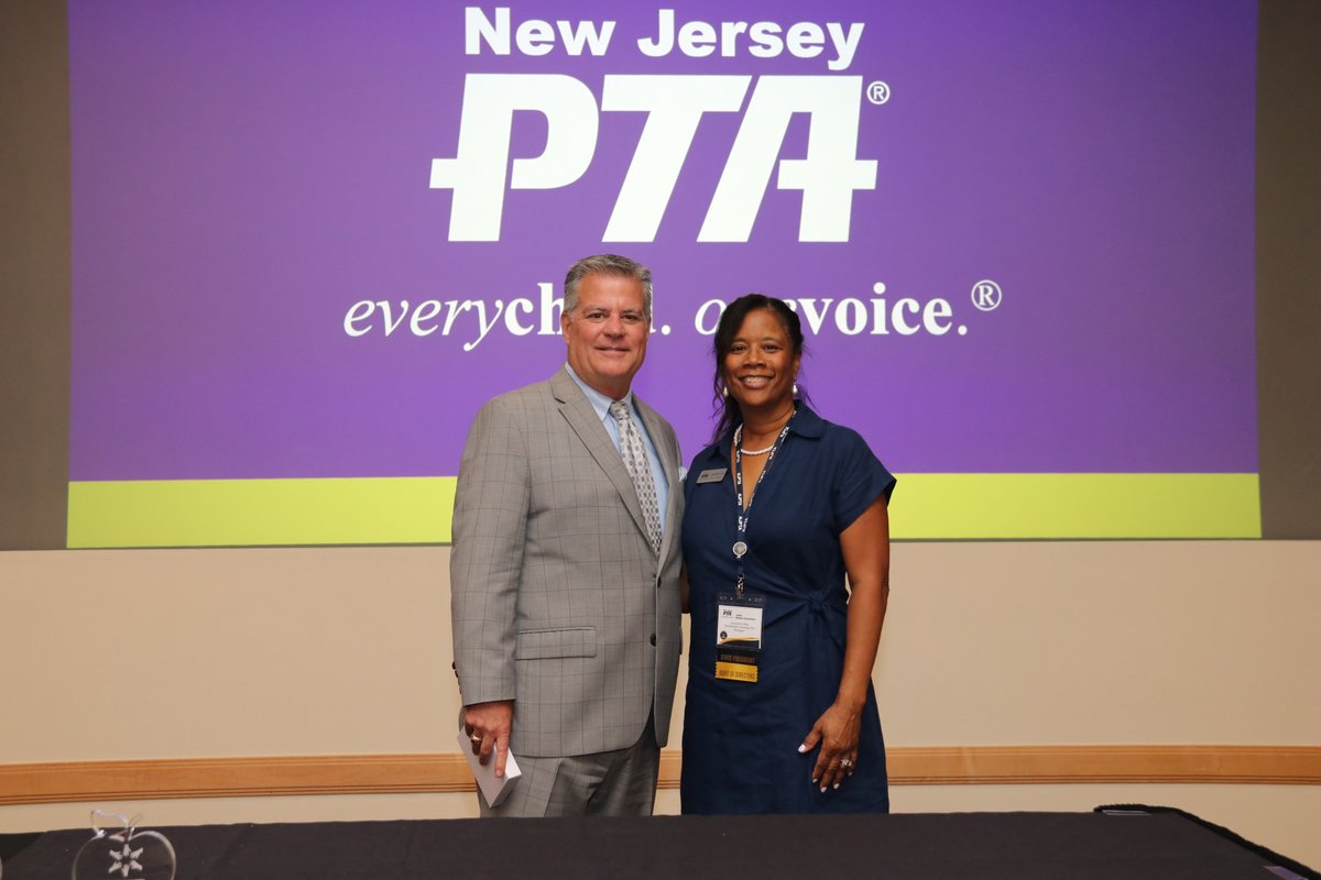 VMMSPTA1's tweet photo. Congratulations again to Superintendent, Dr. Thomas Farrell pictured with New Jersey PTA President, Jackie Gibbs, accepting his award for NJPTA Superintendent of the Year at the NJPTA Convention! @BrickSupt @Brick_K12 https://t.co/8dGbIKqhwo