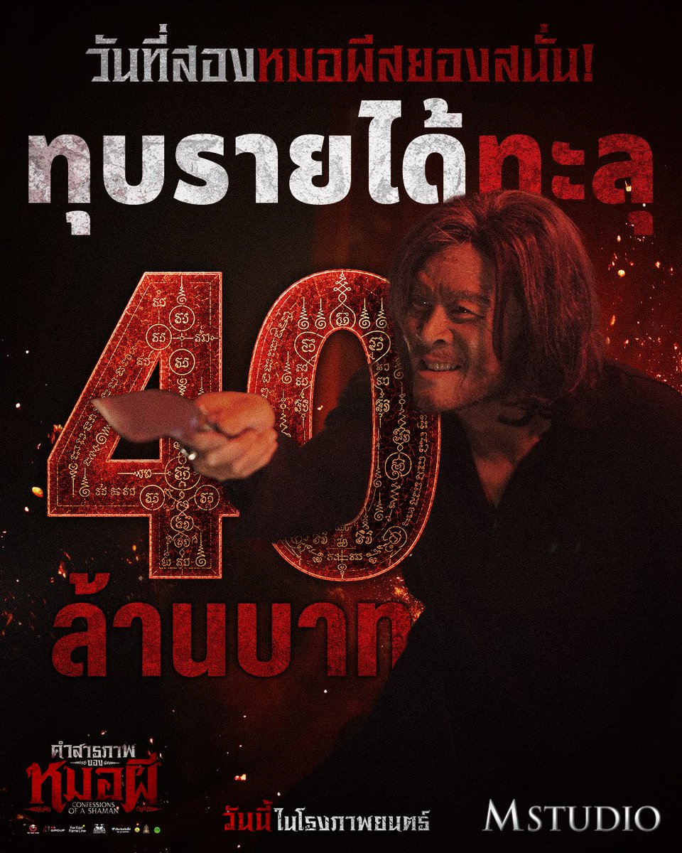 Ch7HD's tweet photo. วันที่สอง หมอผีสยองสนั่น!
ทุบรายได้ทะลุ 40 ล้านบาท🔥

มาอินกันให้สุดกับเรื่องเล่าคำสารภาพของหมอผี สู่ความดาร์กบนจอภาพยนตร์

“คำสารภาพของหมอผี”
ฉายแล้ววันนี้ ในโรงภาพยนตร์
ทั้งระบบปกติ บนจอยักษ์ IMAX และ 4DX

#คำสารภาพของหมอผี #ConfessionsOfaShaman
#อาเล็กธีรเดช #ชาคริตแย้มนาม #เดนิสเจลีลชา #BamBam
#TheGhostRadio #MStudio #Ch7HD #MIGROUP #FarEastFameLine #MAJORIMAX
#4DX #Feelitin4DX #4DXThailand
