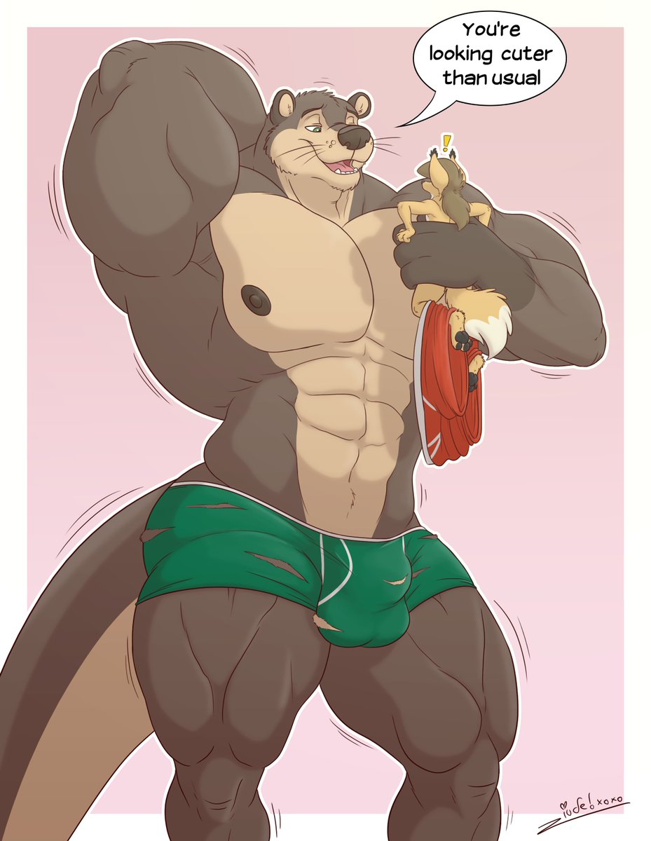 ZiudeWolf's tweet photo. Cell shaded commission for @mosinott featuring @Atimist 

Otter getting bigger and bigger, stealing the size of the lil fox who gets smaller and smaller :3c https://t.co/A2SSHTpB1f