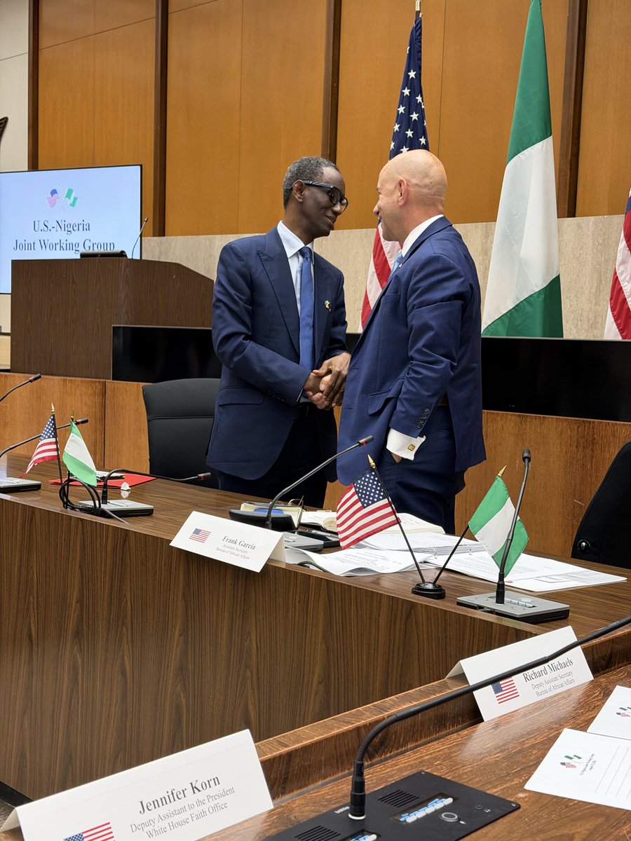 Paula_White's tweet photo. Yesterday we had an all day very productive US-Nigeria Joint Working Group Meeting at the State Department 🙏🏻. Continue to pray as we work diligently to protect Christian Communities in the North Central Region and hold perpetrators accountable 🙏🏻. Thank you @POTUS 🙏🏻🇺🇸 … https://t.co/ft04kQg1qd