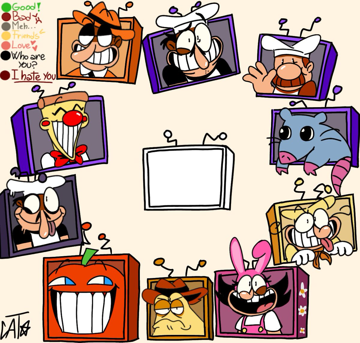 KittySpace_000's tweet photo. Hallo I made Pizza Tower templates to put your oc's, ships, headcanons etcc ^^!!
The TV would be where you put your oc and if not, you can use the other template and do it your way!!
Enjoy :DD!! ✨
#PizzaaTower #PizzaTowerFanart https://t.co/riYZVUjuNw