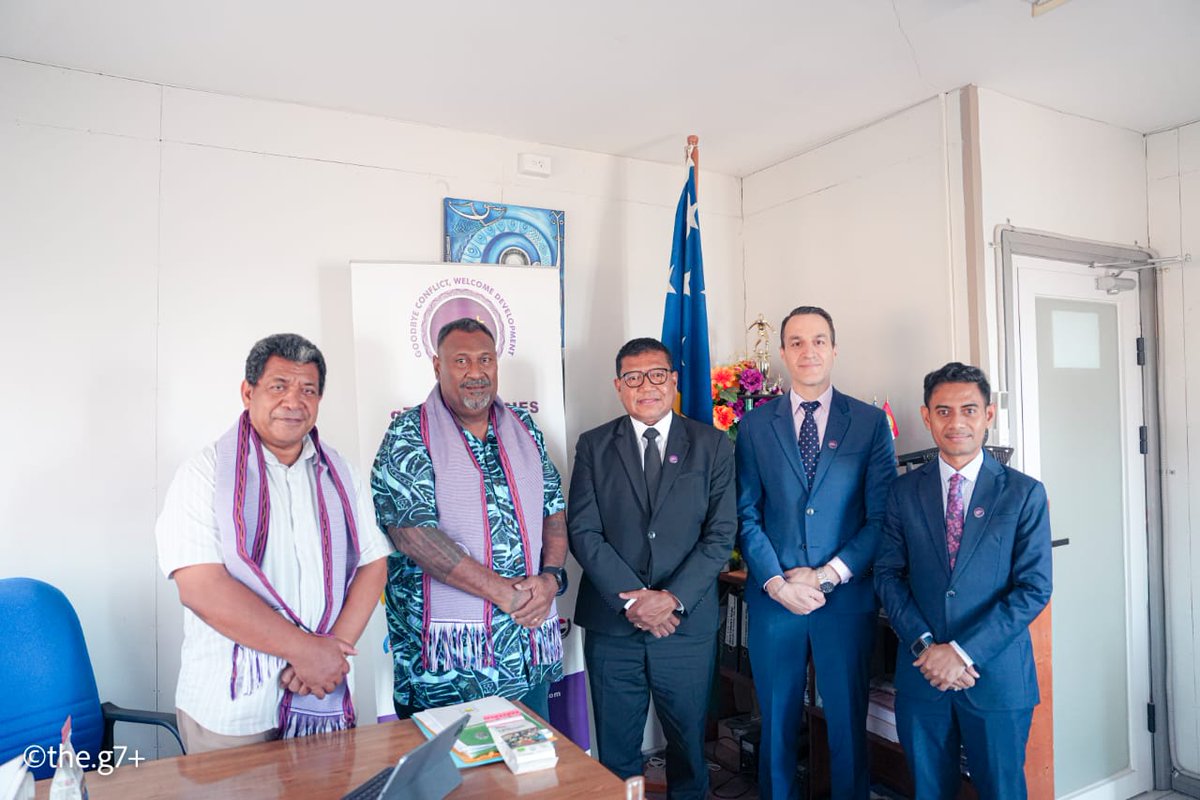 g7plus's tweet photo. @g7plus led by Secretary-General Dr. Hélder da Costa, met Hon. George Temahua, Minister for Peace & Ecclesiastical Affairs, to strengthen cooperation on peacebuilding, land governance and community-led development.

Discussions highlighted #SolomonIslands’ homegrown approaches to land dispute resolution, customary governance, traditional leadership and conflict prevention, as well as opportunities for peer learning.

The meeting also discussed advancing the g7+ Charter ratification process and strengthening coordination with development partners.